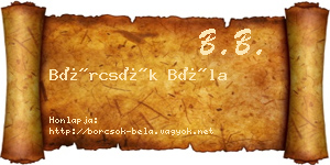 Börcsök Béla névjegykártya